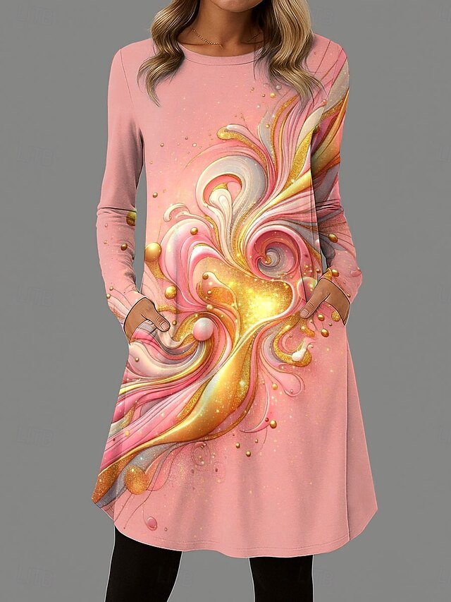 Women's Mini Dress T Shirt Dress Tee Dress A Line Dress Vacation Casual Daily Date Regular Fit Ombre Graphic Long Sleeve Crew Neck Purple Orange Green Summer Spring Fall Winter4