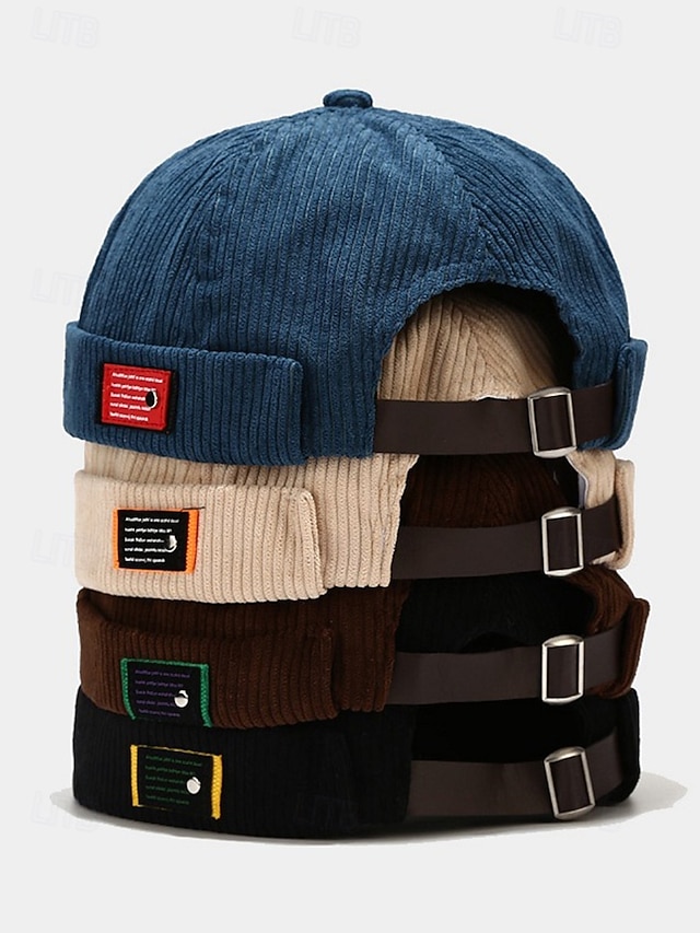  Casquette docker en velours côtelé pour homme avec sangle réglable – élégante casquette en tricot côtelé pour le quotidien, les activités de plein air et la mode urbaine