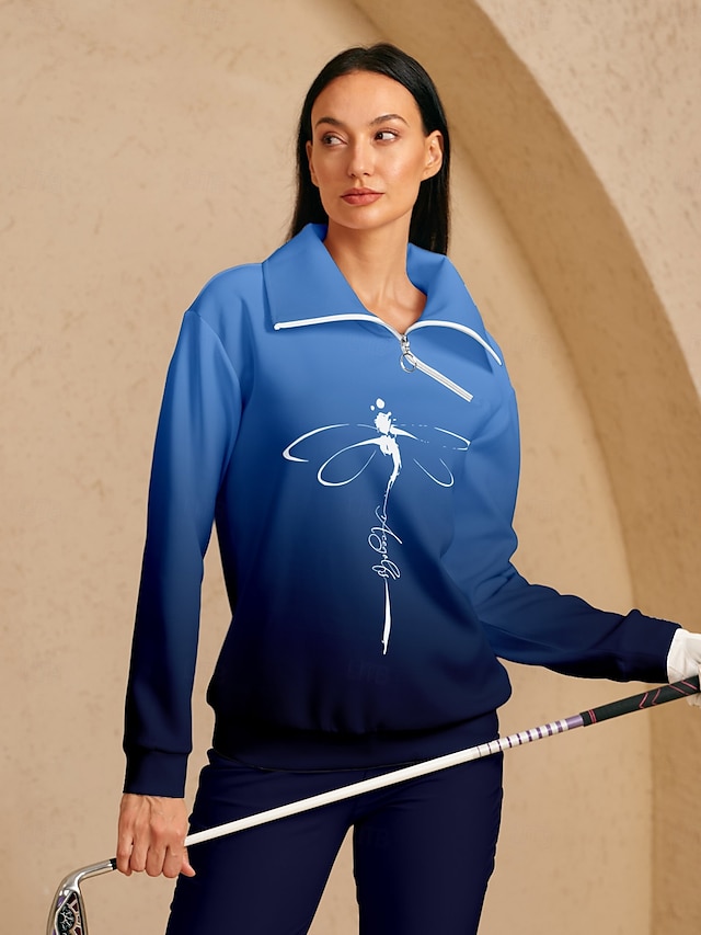 Dam Pullover-tröja Mörk Marin Långärmad Överdelar Golfkläder för damer Kläder Outfits Bär kläder