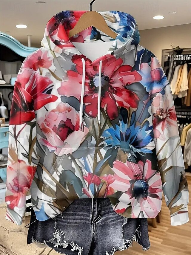 Women's Pullover Hoodie Sweatshirt Graphic Halloween Casual Long Sleeve Hooded Regular Tops Party Evening Wear Street Dailywear Red Spring Fall Winter4