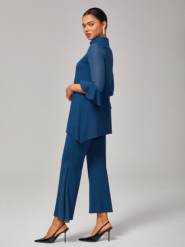  Dames bruiloftsgastenfeest zwarte hoge taille broek met bell bottom elegante chiffon modal slim fit uitlopende pijpen elastische taille casual dagelijkse kantoorkleding