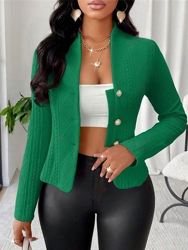  Γυναικεία Casual Jacket Άνετο Αναπνέει Ζακάρ Κουμπιά Μοντέρνα Καθημερινά Σκέτο ΕΞΩΤΕΡΙΚΟΥ ΧΩΡΟΥ Causal Καθημερινά Μονόπετο Κανονικό Χωρίς Γιακά Κανονικό Μακρυμάνικο Εξωτερικά ενδύματα