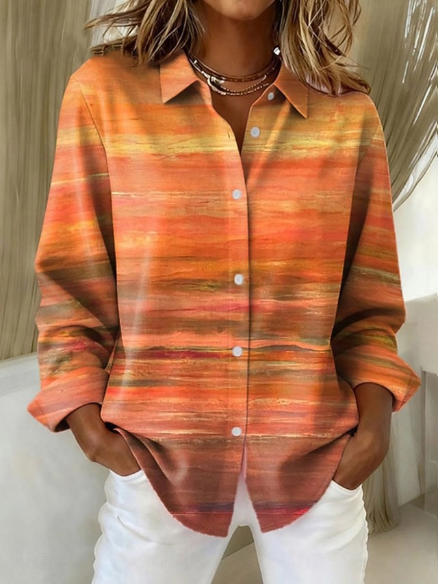 Women's Shirt Blouse Plaid Casual Long Sleeve Shirt Collar Regular Tops Daily Patchwork Buttons Print Black Pink Red Blue Dusty Blue Fall Winter