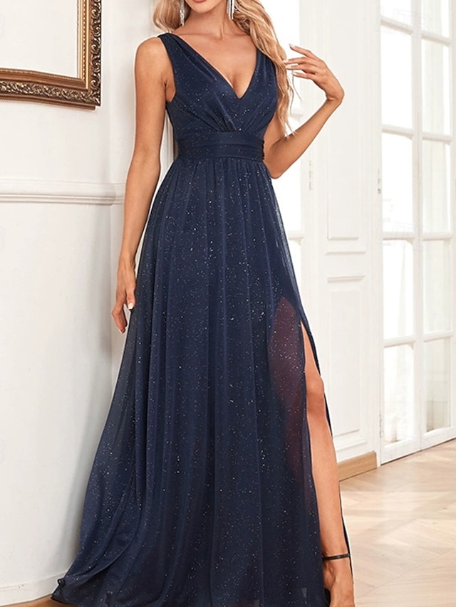 Femmes Robe Longue Maxi Robe Robe de Soirée Mousseline de Soie Robe en ...
