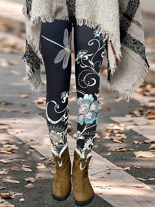 Women's Slacks Leggings Cozy Leggings Vacation Vintage Streetwear Full Length Natural Floral Graphic Animal Elastic Waist Print Comfy Outdoor Comfortable High Elasticity Outdoor Vacation Streetwear4