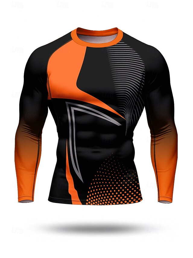 Men's Running T-Shirt Compression Shirt Running Shirt 3D Print Long Sleeve Base Layer Geometric Quick Dry Compression Power Flex Moisture Wicking Gym Workout Active Training Exercise Sportswear4