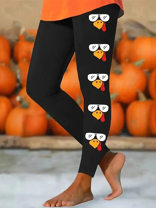 Women's Chinos Leggings Cozy Leggings Basic Casual Full Length High WaistPantsHalloween Character Printing Thermal Warm Comfortable Stretchy Vacation Street Casual Black Fall Winter Slim Fit4