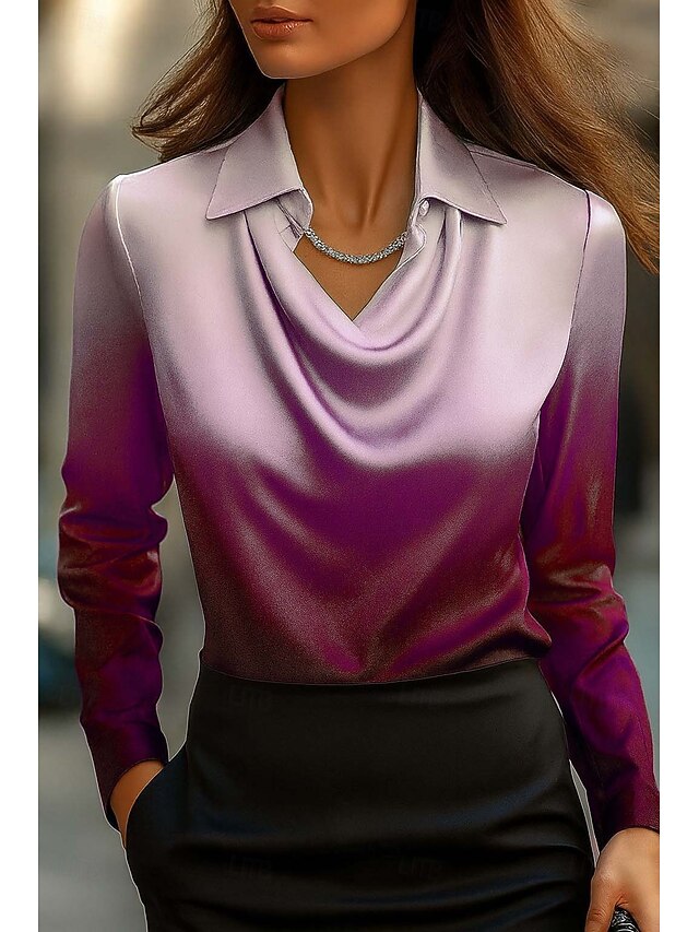 Women's Shirt Graphic Geometric Abstract Elegant Stylish Casual Long Sleeve Cowl Neck Regular Tops Work Party Evening Wear Daily Ruched Draped Blue Purple Red White Spring Fall Winter Spring, Fall4