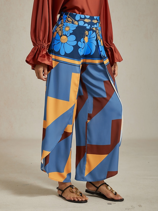  Per donna Svasato Lunghezza intera Raso Micro-elastico Pantaloni Compleanno Weekend Blu Rosso rosa Primavera & Estate S M L