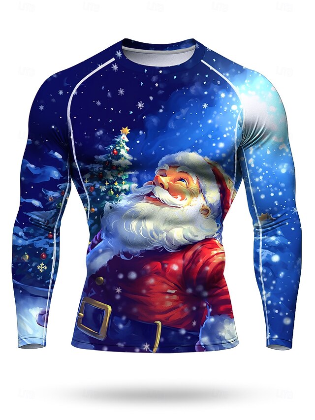 Christmas Men's Unisex Running T-Shirt Athletic Shirt Gym Shirt Fitness Shirt Workout Shirt Long Sleeve Tee Tshirt UPF 50 UV Resistant Soft Sweat wicking Mountain Bike / MTB Gym Workout Mountain Bike4