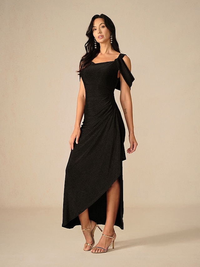  Per donna Abito Lungo Maxi Abito Vestito da Festa Attillato Elegante Feste Compleanno Club Vestibilità regolare Semplice Senza Maniche Spalline Nero Estate