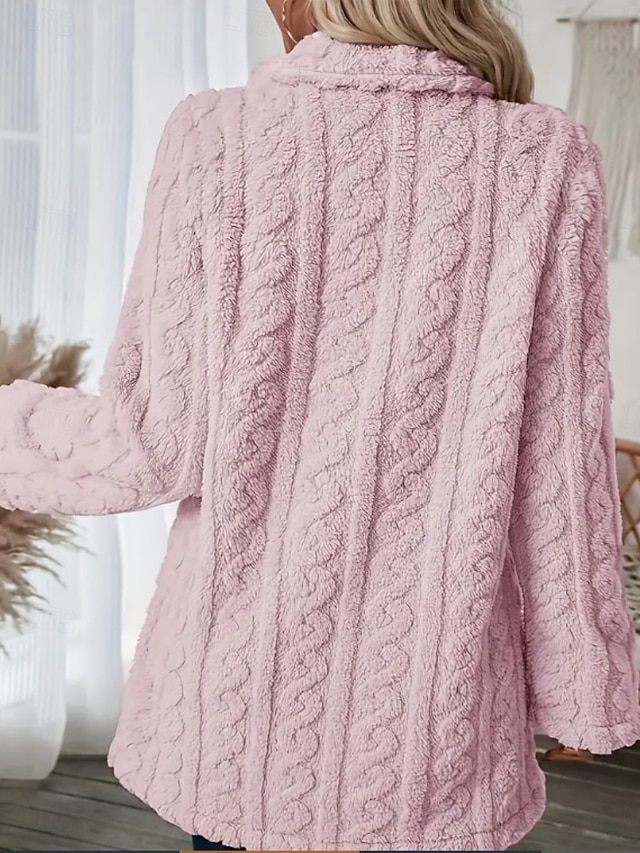 Women's Fleece Jacket Teddy Coat Warm Breathable Pocket Fleece Lined ...