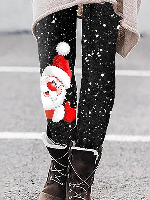 Women's Leggings Vacation Vintage Fashion Full Length High WaistPantsUgly Christmas Graphic Christmas Printing Thermal Warm Soft Breathable Stretchy Formal Outdoor Vacation Black Summer Spring Fall4