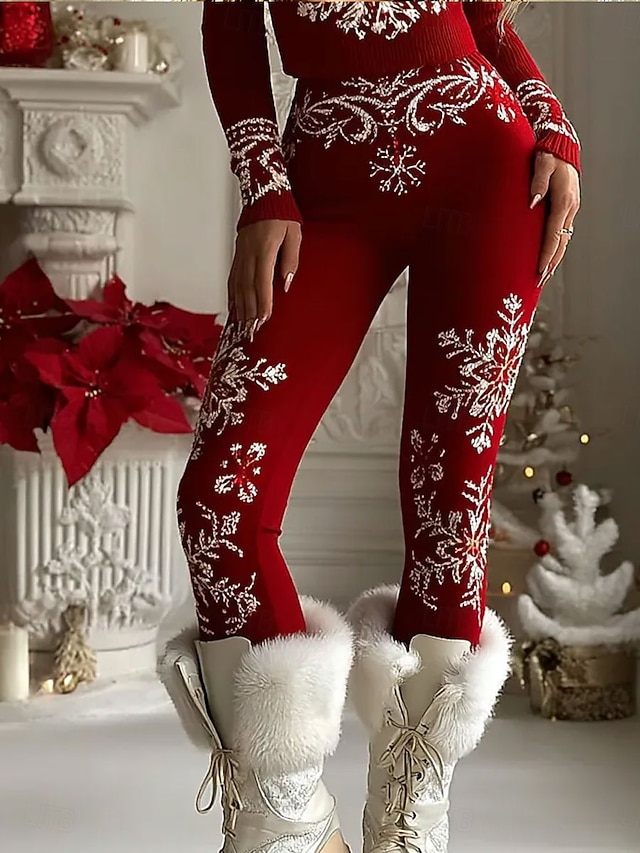 Legging De Noël Pour Femme - Imprimé Festif Élastique - Taille Haute - Cadeau Idée Fêtes - 8