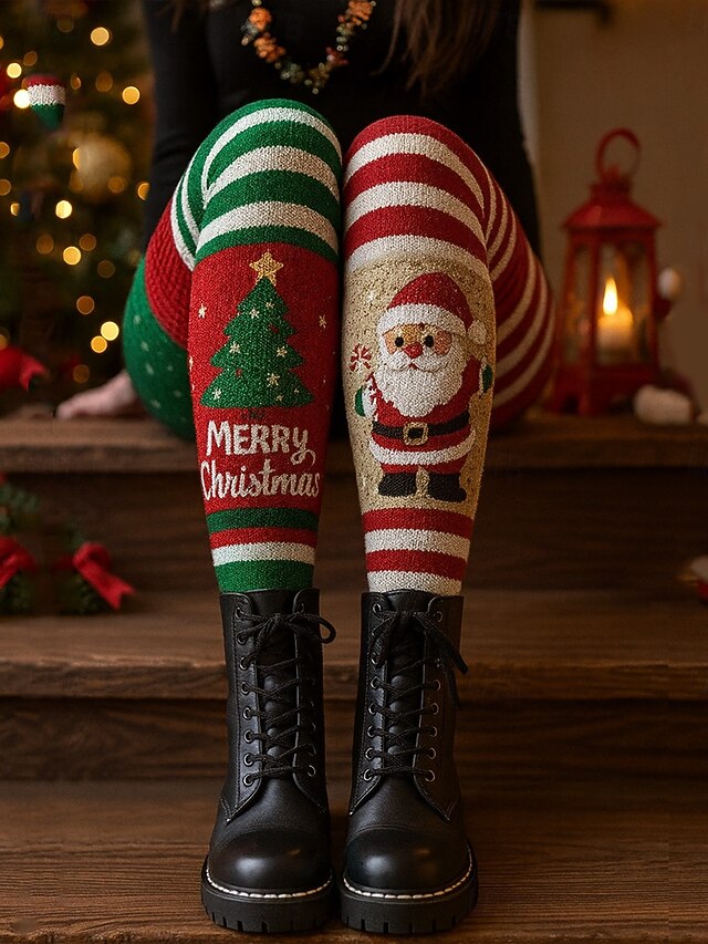 Women's Leggings Vacation Vintage Ethnic Style Full Length High WaistPantsUgly Christmas Graphic Santa Claus Christmas 3D Print Novelty Quick Dry Breathability Soft Stretchy Outdoor Home Causal Red4