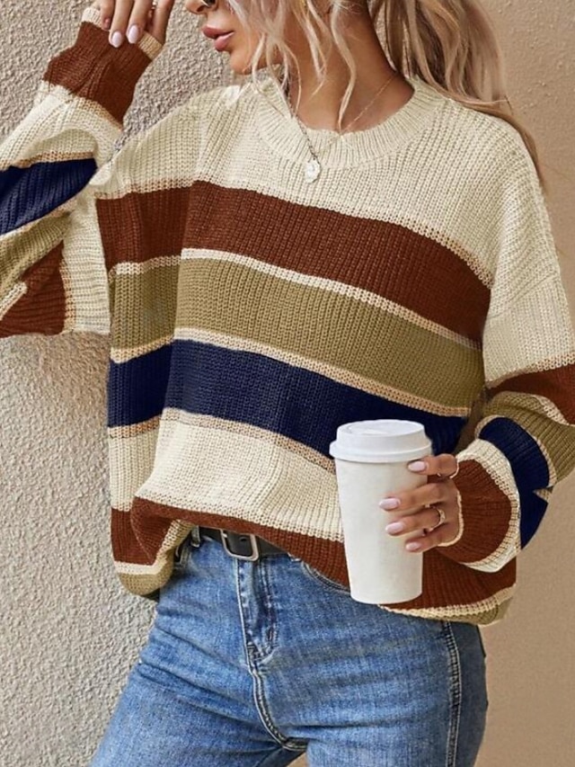  Women's Blouse Floral Stylish Casual Long Sleeve Crew Neck Regular Tops Daily Patchwork Sage Green Black Brown Apricot Spring Fall Winter