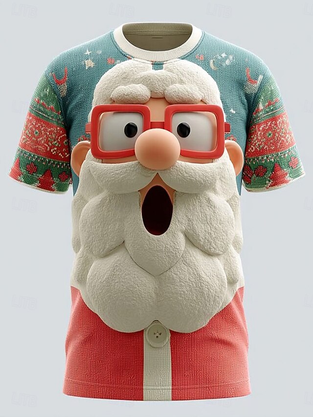 Christmas Women's T Shirt Graphic Santa Claus Christmas Vintage Stylish Classic Short Sleeve Crew Neck Round Neck Regular Tops Daily Print Red Blue Green Fall Winter4