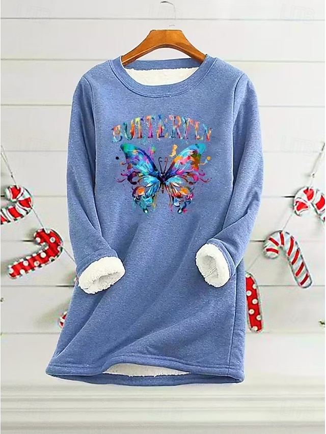  Naisten Pullover-huppari Kuvitettu Kirjain Lämmin Vapaa-aika Sumea Pitkähihainen Tiukka pyöreä kaula-aukko Pyöreä kaula-aukko Tavalliset topit Katu Kausaliteetti Vaalea vaaleanpunainen Musta