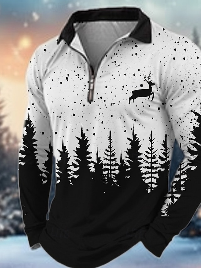  Χριστούγεννα Ανδρικά Τάρανδος Πόλο Μακρυμάνικο Απορρίπτω Μοντέρνα Χαλάρωση Αθλήματα & Ύπαιθρος Ένδυση γυμναστικής και άθλησης Φεστιβάλ Φερμουάρ 3D εκτύπωση Άνοιξη Φθινόπωρο Χειμώνας