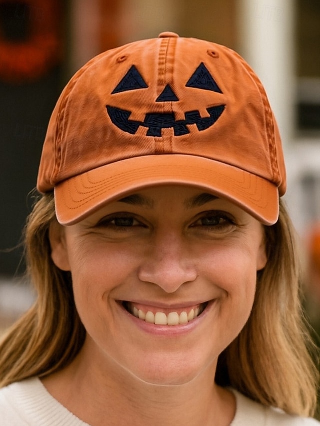  Unisex halloween pumpa ansikte basebollkeps, avslappnad justerbar jack-o-lantern hatt för fester, festivaler och utomhuskläder