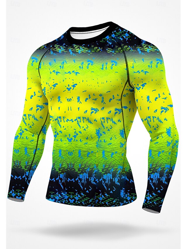 Men's Running T-Shirt Athletic Shirt Gym Shirt Fitness Shirt Workout Shirt Long Sleeve Tee Tshirt Gradient UPF 50 UV Resistant Soft Sweat wicking Mountain Bike / MTB Gym Workout Mountain Bike MTB4