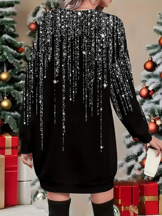  Dámské Černá Podzim Zima Mini šaty Úpletové šaty prázdniny Na běžné nošení Venkovní Dovolená Domů Běžný Geometrický Pléd Barevné bloky Tričkový