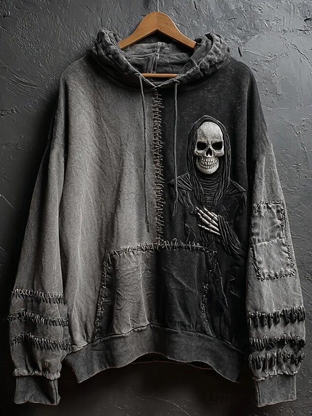 Women's Pullover Hoodie Sweatshirt Graphic Abstract Fashion Casual Long Sleeve Hooded Regular Tops Street Dailywear Casual Drawstring Patchwork Pocket Dark Gray Fall Winter2