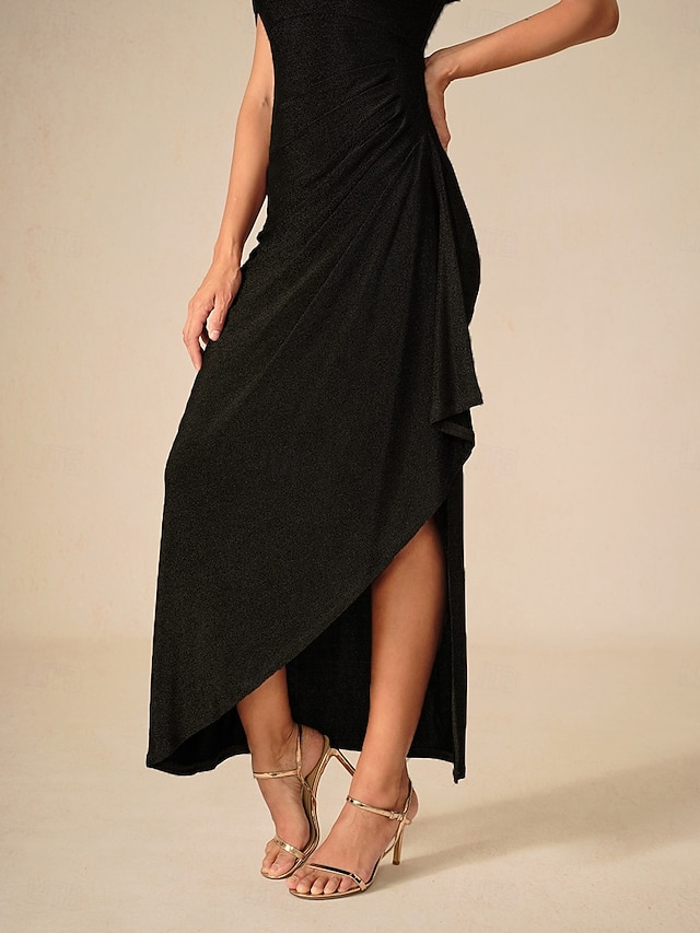  Per donna Abito Lungo Maxi Abito Vestito da Festa Attillato Elegante Feste Compleanno Club Vestibilità regolare Semplice Senza Maniche Spalline Nero Estate