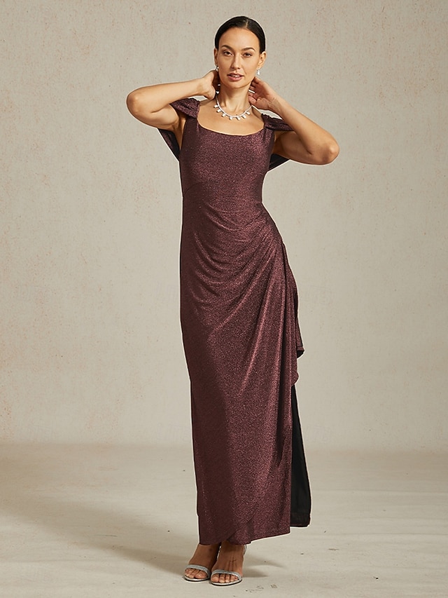  Per donna Abito Lungo Maxi Abito Vestito da Festa Attillato Elegante Feste Compleanno Club Vestibilità regolare Semplice Senza Maniche Spalline Marrone rossastro Estate