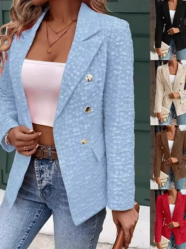  Dam Kavaj Bekväm Mönster Elegant Mode Utomhus Blomma Utekväll Ledigt / vardag Helgen Cardigan Normal Kavajslag Normal Långärmad Ytterkläder Svart Rubinrött Blå Vår Höst