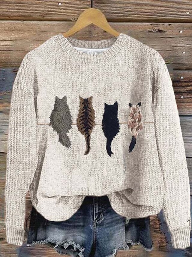 Ribbed Crew Neck Ruffle Detailed Knit Sweater