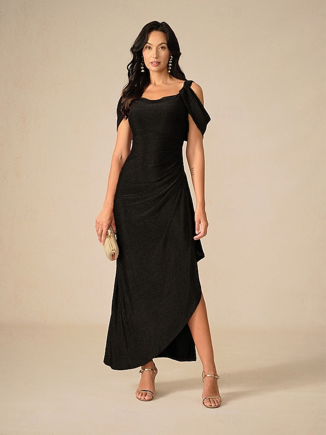  Per donna Abito Lungo Maxi Abito Vestito da Festa Attillato Elegante Feste Compleanno Club Vestibilità regolare Semplice Senza Maniche Spalline Nero Estate