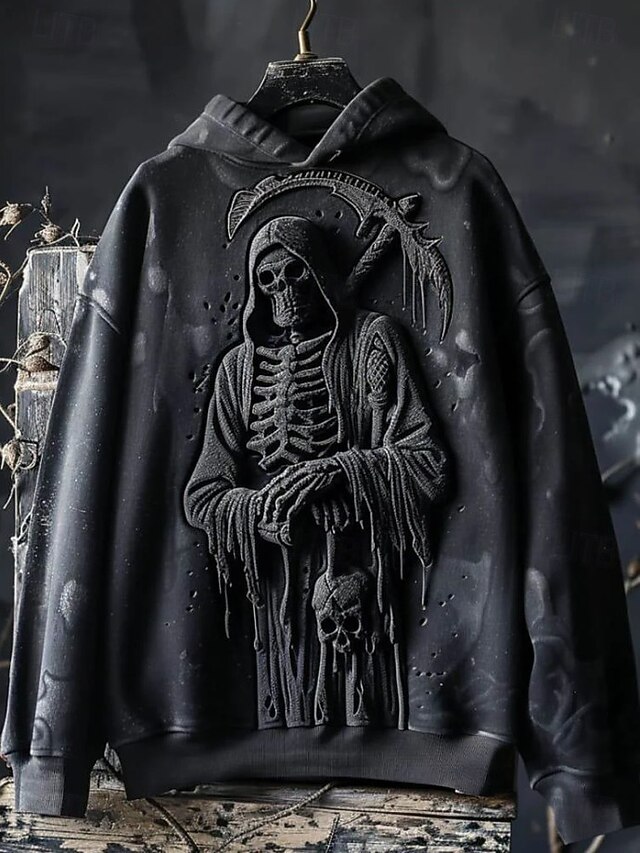 Women's Pullover Hoodie Sweatshirt Graphic Monster Casual Long Sleeve Hooded Regular Tops Party Evening Wear Street Dailywear Patchwork Black Dark Gray Spring Fall Winter3