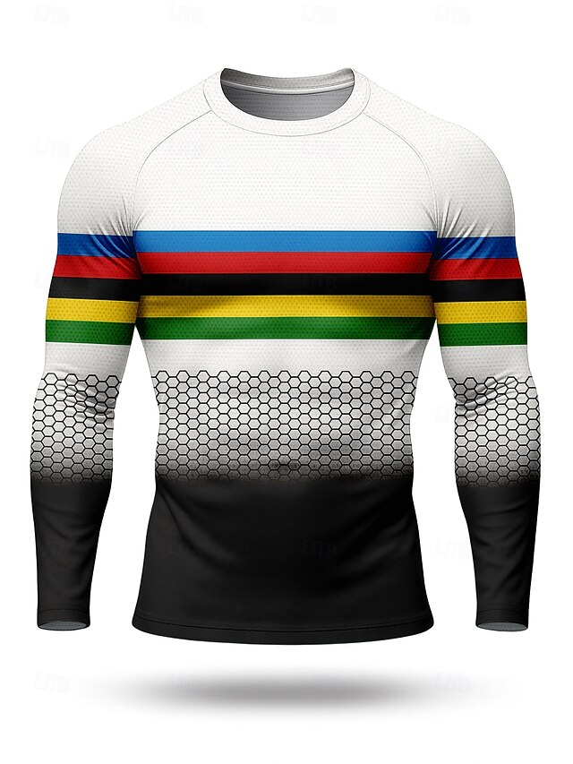 Men's Compression Shirt Running Shirt 3D Print Long Sleeve Base Layer Gradient Quick Dry Compression Power Flex Moisture Wicking Gym Workout Active Training Cycling Sportswear Activewear Black4