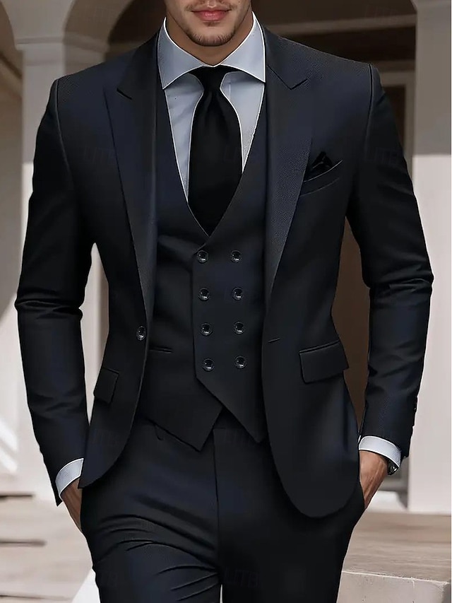 Tailored Fit Notched Lapel Single Breasted One-button Men's Party Jacket