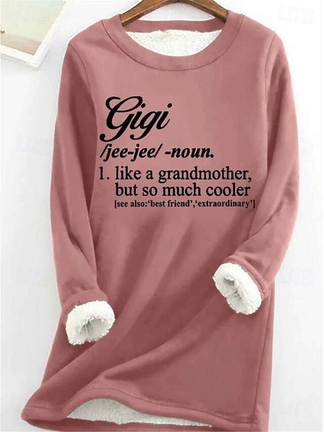  Women's Pullover Sweatshirt Graphic Letter Warm Casual Fuzzy Long Sleeve Crew Neck Round Neck Long Tops Street Casual Black Pink Red Blue Gray Spring Fall Winter