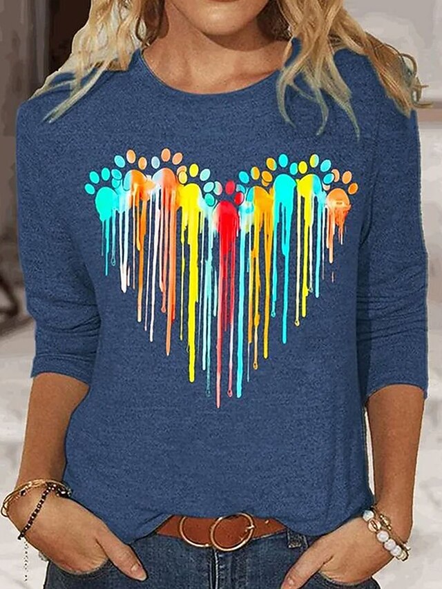 Women's T Shirt Graphic Animal Vintage Stylish Classic Long Sleeve Crew Neck Regular Tops Daily Print Black Blue Spring Fall Winter4