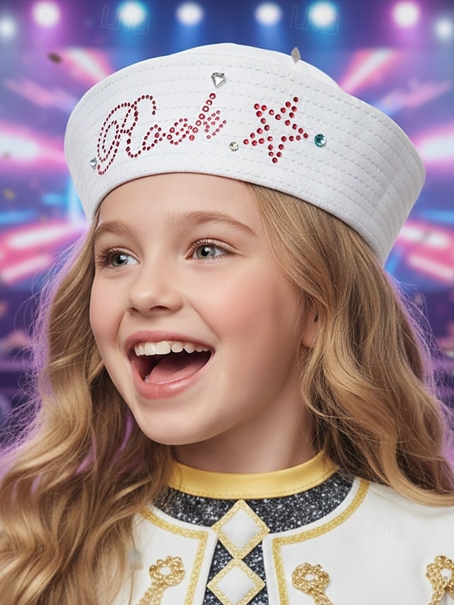  Pălărie de marinar rock pentru femei cu inscripții cu strasuri, șapcă elegantă pentru ținute kpop, petrecere mascat de Crăciun și accesorii pentru costume de scenă
