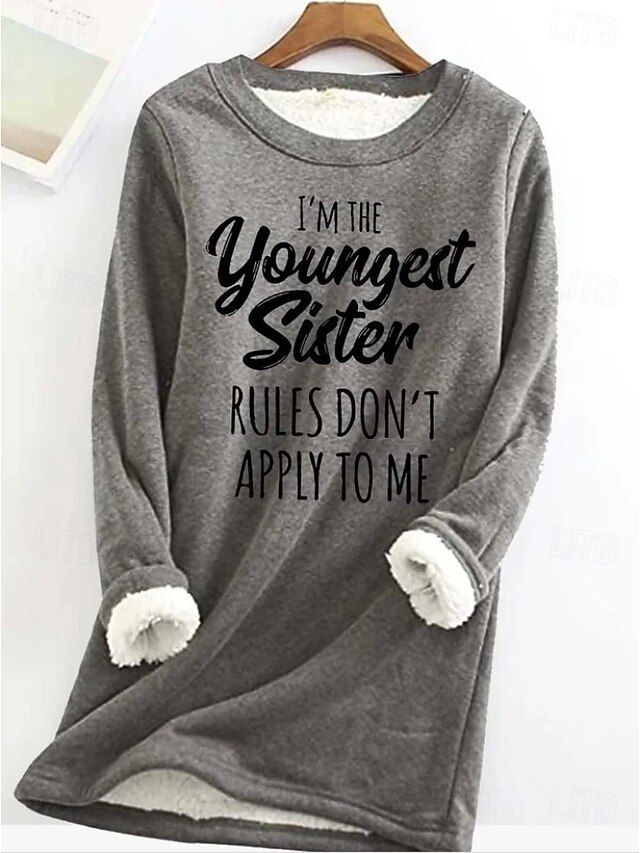  Pentru femei Hanorac pulover Grafic Scrisă Cald Casual pufos Manșon Lung Stil Nautic Rotund Topuri lungi Stradă Casual Negru Roz Îmbujorat Albastru piscină Gri Primăvară Toamnă Iarnă