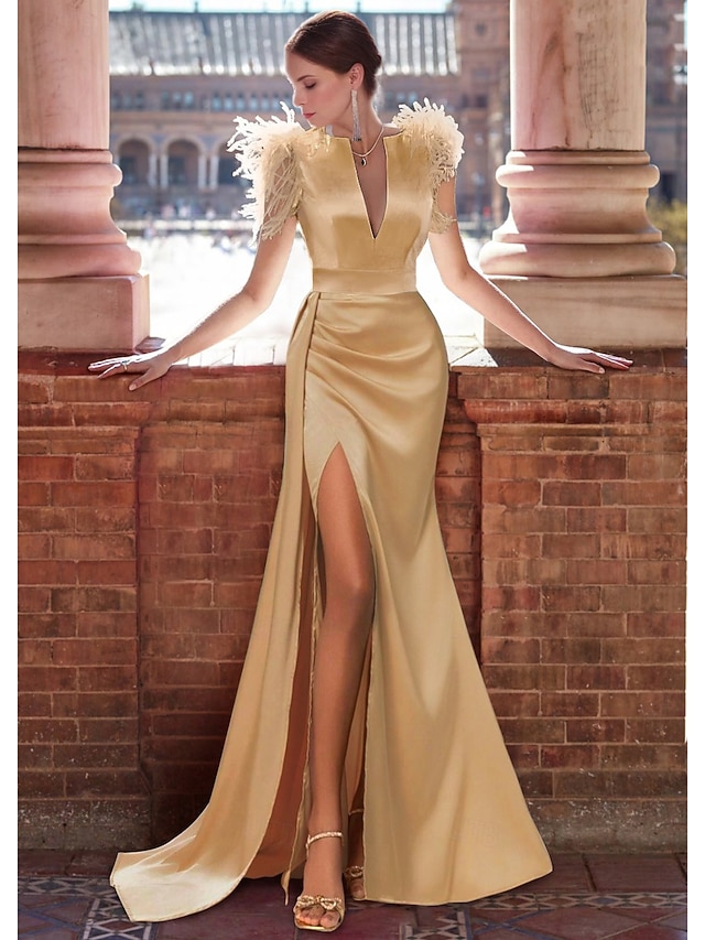 Mermaid/Trumpet V-Neck Sweep/Brush Train Evening Dresses with Sequin main image 1