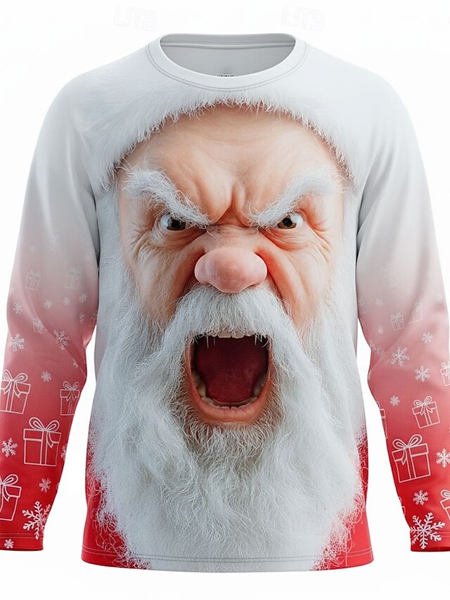 Christmas Men's Funny Christmas 3D T-shirts Tree Text Retro Vintage Casual main image 1