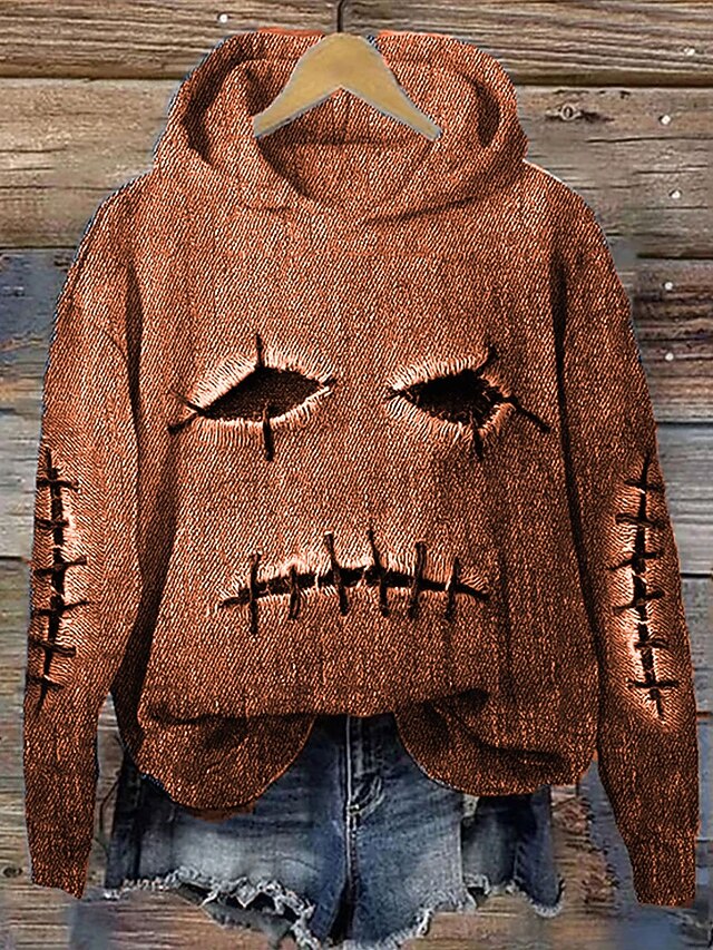 Halloween Women's Pullover Hoodie Sweatshirt Monster Graphic Casual Long Sleeve Hooded Regular Tops Party Evening Wear Street Dailywear Blue Orange Green Spring Fall Winter4