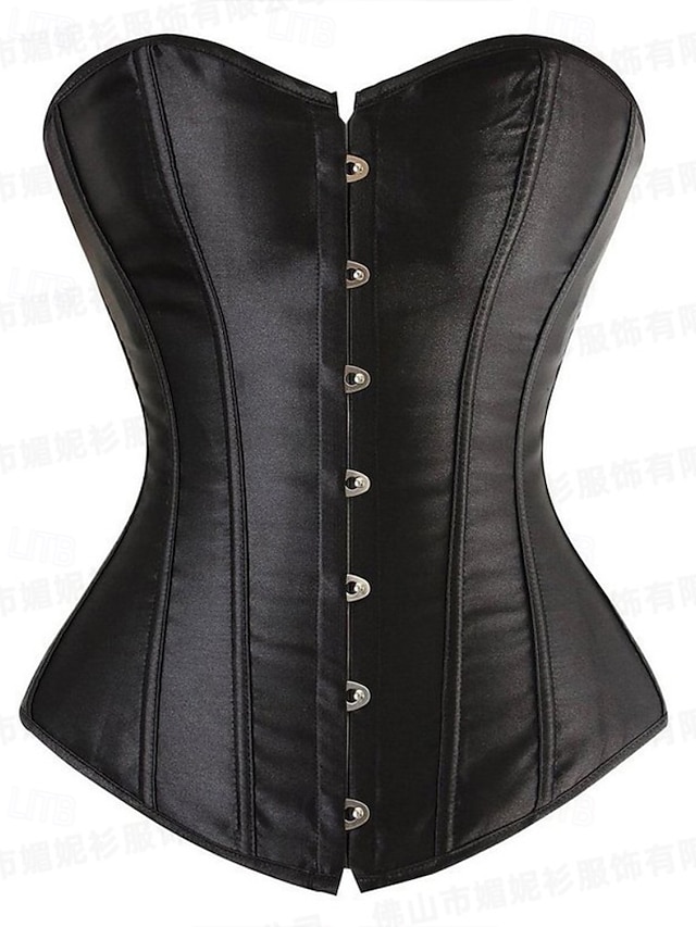  Mulheres Corset Shapewear Cincher Cintas Corpete Sexy Moda Sensual Cor imaculada Hem irregular Frente Única Férias Rua Encontro Sem Manga ombro frio Preto Branco Primavera Outono Moderno