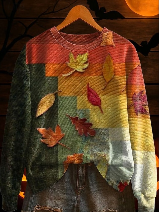  Damen Pullover Sweatshirt Blumen Grafik Mode Lässig Langarm Rundhalsausschnitt Normale Oberteile Straße Alltagskleidung Lässig Druck Rote Violett Orange Braun Khaki Herbst Winter