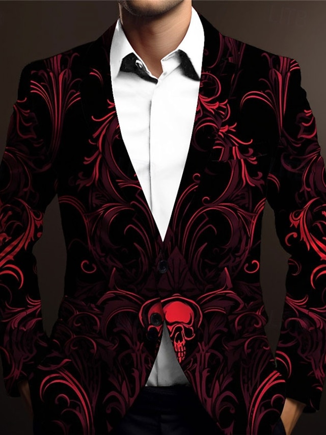  Homme Squelette manche longue Col Rabattu Affaires Gothique Travail Tenue de travail Sortir Boutons Imprimé Multi-poches