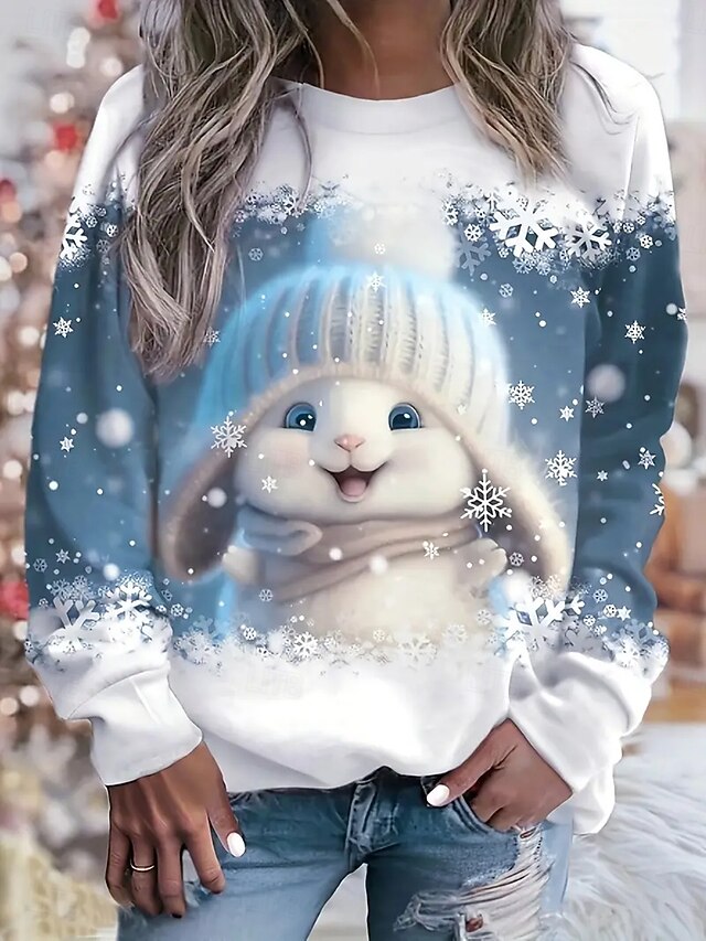  Damskie Bluza z kapturem Z kapturem Graficzny Zwierzę Moda Codzienny Długi rękaw Półgolf Zwykłe topy Ulica Na co dzień Nadruk Czerwony Niebieski Fioletowy Zielony Wiosna Jesień Zima