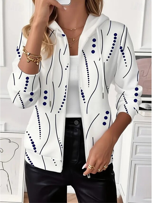 Women's Zip Up Hoodies Floral Punk Active Vintage Long Sleeve Hooded Regular Tops Home Dailywear Casual White Spring Fall Winter4