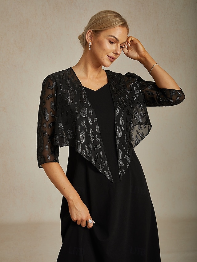  Per donna Top Eleganti Top fluidi Top in chiffon Animale Leopardo Elegante Scollo a V Top Regolari Nero Primavera