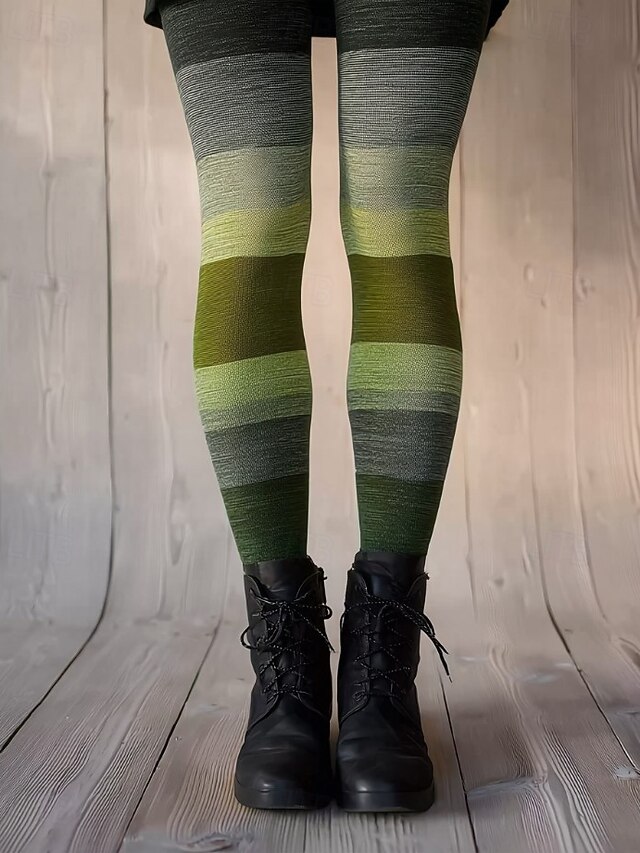 Women's Leggings Vacation Vintage Fashion Full Length High Waist Graphic Color Block Printing Thermal Warm Soft Breathable Stretchy Formal Outdoor Vacation Depression Green Spring Grass Green Spring4