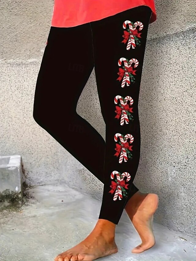 Women's Chinos Leggings Cozy Leggings Vacation Casual Full Length High WaistPantsUgly Christmas Graphic Printing Thermal Warm Comfortable Stretchy Vacation Street Causal Black Summer Spring Fall4